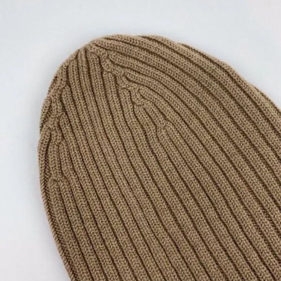 Elizabeth Suzann Classic Rib Beanie Hat Climate Beneficial Wool Solid Fawn NEW - Picture 2 of 6